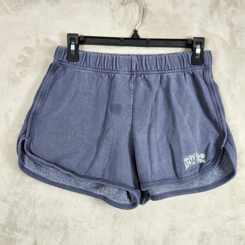 Brandy Melville Sweat Shorts Womens One Size Blue New York Graphic Lounge